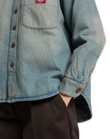 The Dickies Womens Mina Denim Shacket in Aged Fade