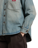 The Dickies Womens Mina Denim Shacket in Aged Fade