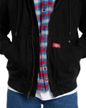The Dickies Mens Hilham Lined Denim Bomber Jacket in Black
