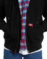 The Dickies Mens Hilham Lined Denim Bomber Jacket in Black