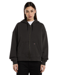 The Dickies Womens Sutcliffe Cropped Zip Hoodie in Black