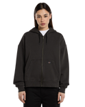 The Dickies Womens Sutcliffe Cropped Zip Hoodie in Black