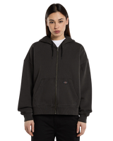 The Dickies Womens Sutcliffe Cropped Zip Hoodie in Black