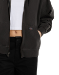 The Dickies Womens Sutcliffe Cropped Zip Hoodie in Black
