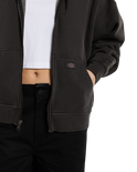 The Dickies Womens Sutcliffe Cropped Zip Hoodie in Black