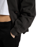 The Dickies Womens Sutcliffe Cropped Zip Hoodie in Black