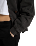 The Dickies Womens Sutcliffe Cropped Zip Hoodie in Black