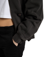 The Dickies Womens Sutcliffe Cropped Zip Hoodie in Black
