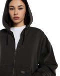 The Dickies Womens Sutcliffe Cropped Zip Hoodie in Black