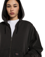 The Dickies Womens Sutcliffe Cropped Zip Hoodie in Black
