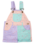 The Dotty Dungarees Girls Patchwork Dungaree Shorts in Floral