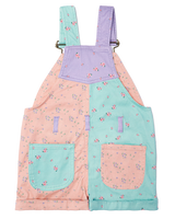 The Dotty Dungarees Girls Patchwork Dungaree Shorts in Floral