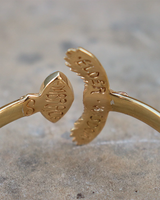 Elder Bird Moonstone Cuff in Gold Plated Brass