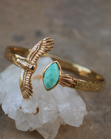 Elder Bird Turquoise Cuff in Gold Plated Brass