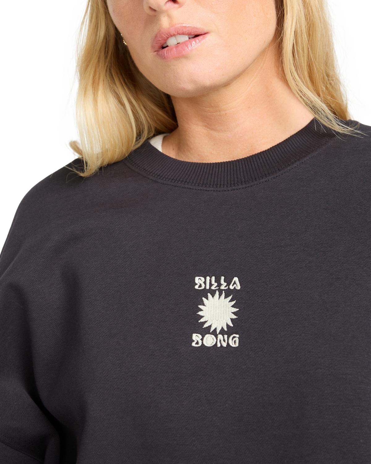 The Billabong Womens So Sunny Kendal Sweatshirt in Black Pebble