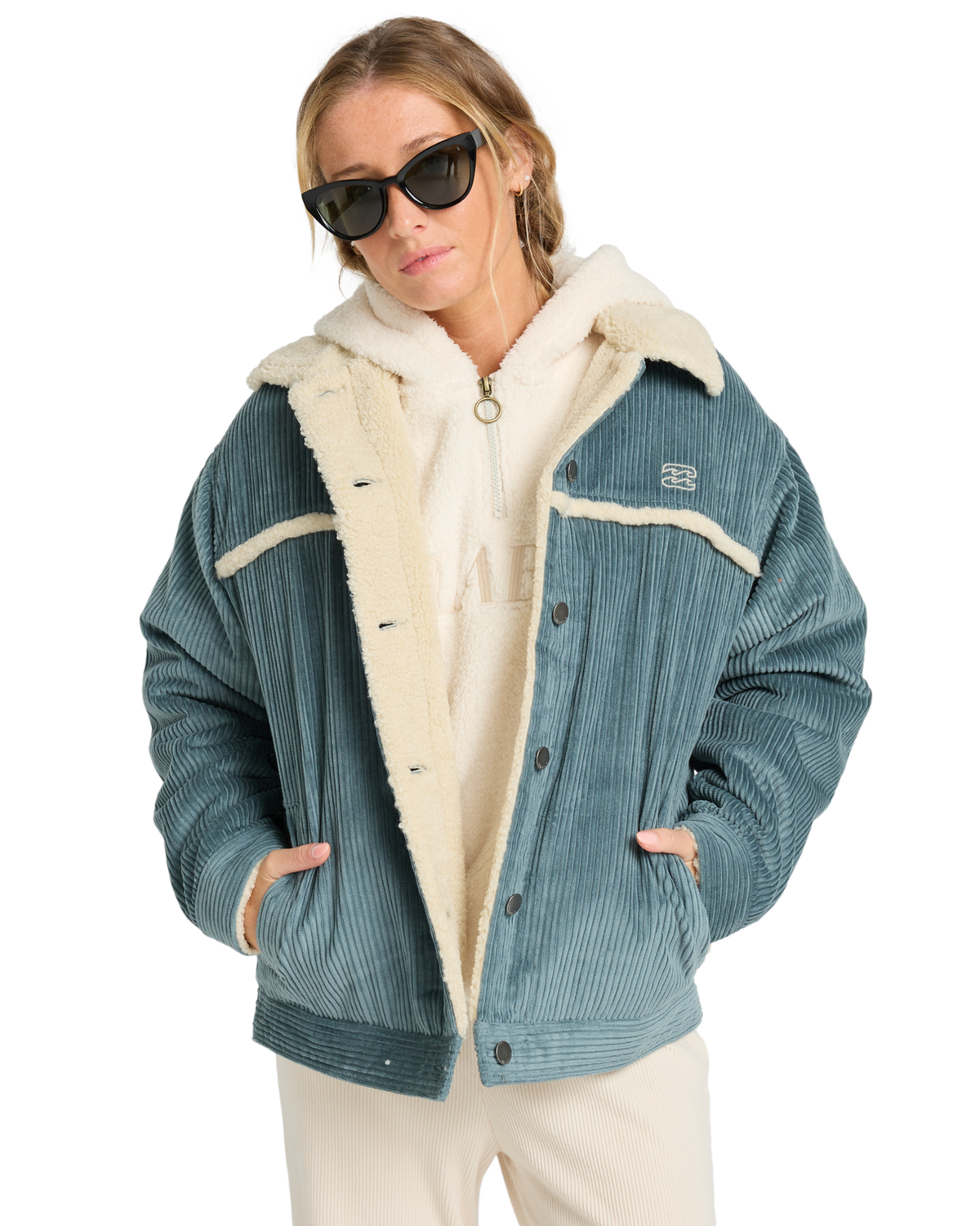 The Billabong Womens Cord In Love Jacket in Slate Blue