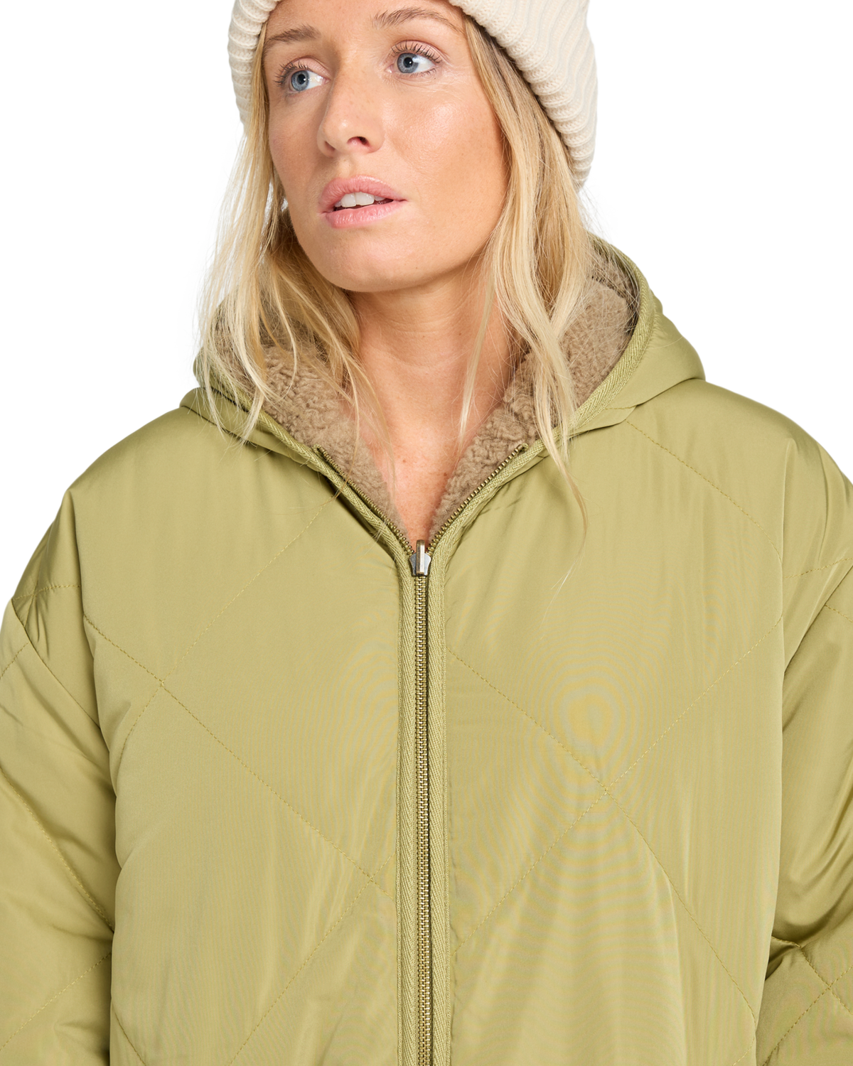 The Billabong Womens Oceanside Reversible Jacket in Green Tea