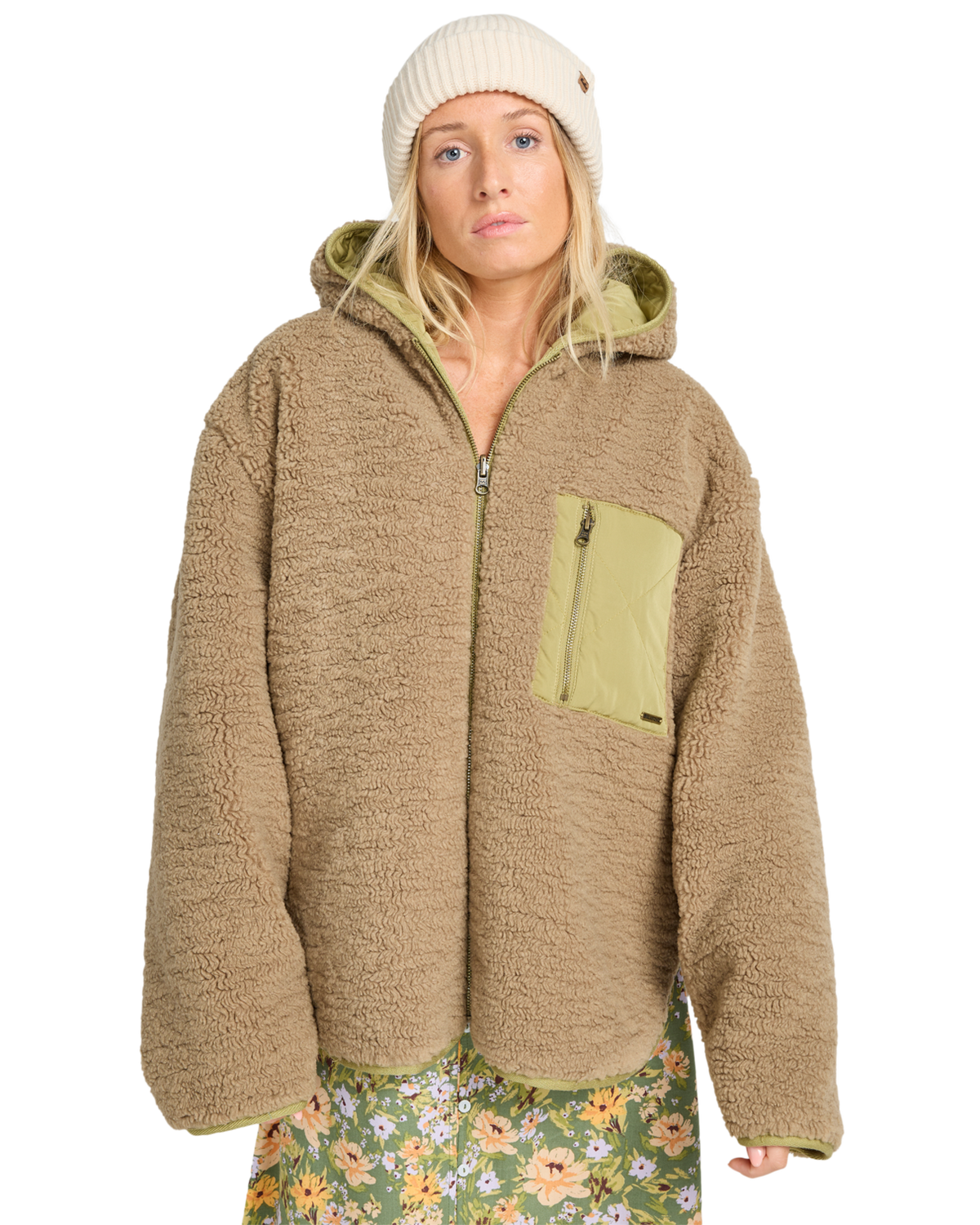 The Billabong Womens Oceanside Reversible Jacket in Green Tea