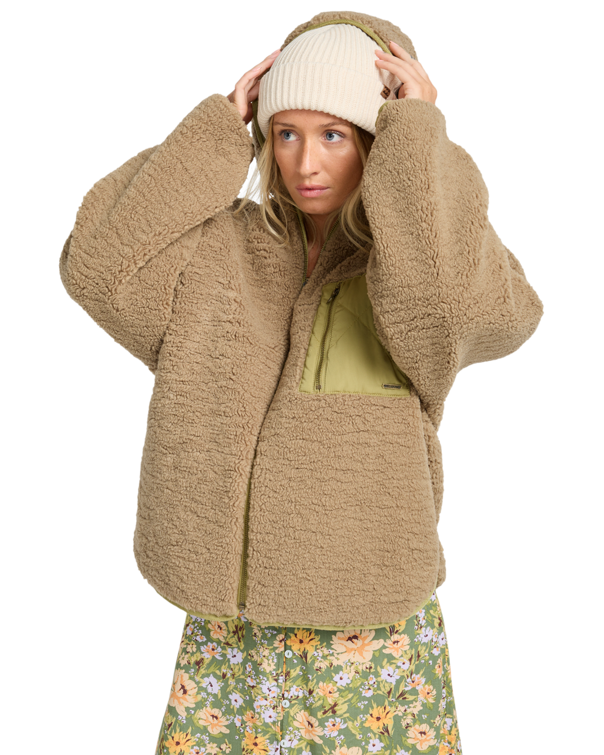 The Billabong Womens Oceanside Reversible Jacket in Green Tea