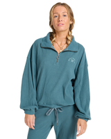 The Billabong Womens Coffee Time 1/4 Zip Sweatshirt in Slate Bue