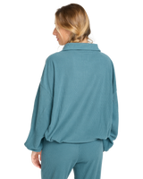 The Billabong Womens Coffee Time 1/4 Zip Sweatshirt in Slate Bue