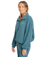 The Billabong Womens Coffee Time 1/4 Zip Sweatshirt in Slate Bue
