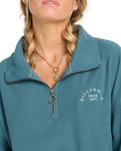 The Billabong Womens Coffee Time 1/4 Zip Sweatshirt in Slate Bue