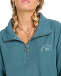 The Billabong Womens Coffee Time 1/4 Zip Sweatshirt in Slate Bue