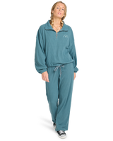 The Billabong Womens Coffee Time 1/4 Zip Sweatshirt in Slate Bue