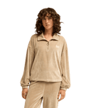 The Billabong Womens Coffee Time 1/4 Zip Sweatshirt in Cobblestone