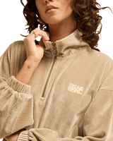 The Billabong Womens Coffee Time 1/4 Zip Sweatshirt in Cobblestone