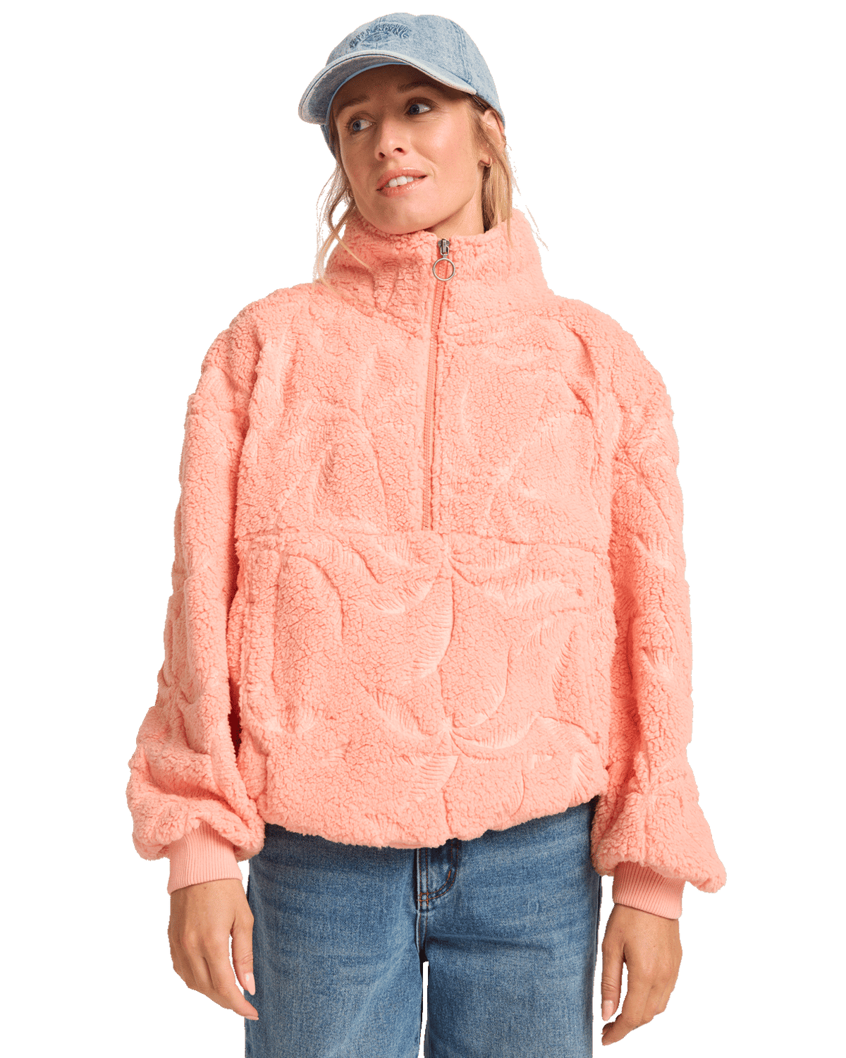The Billabong Womens Time Off Fleece Jacket in Peach Out