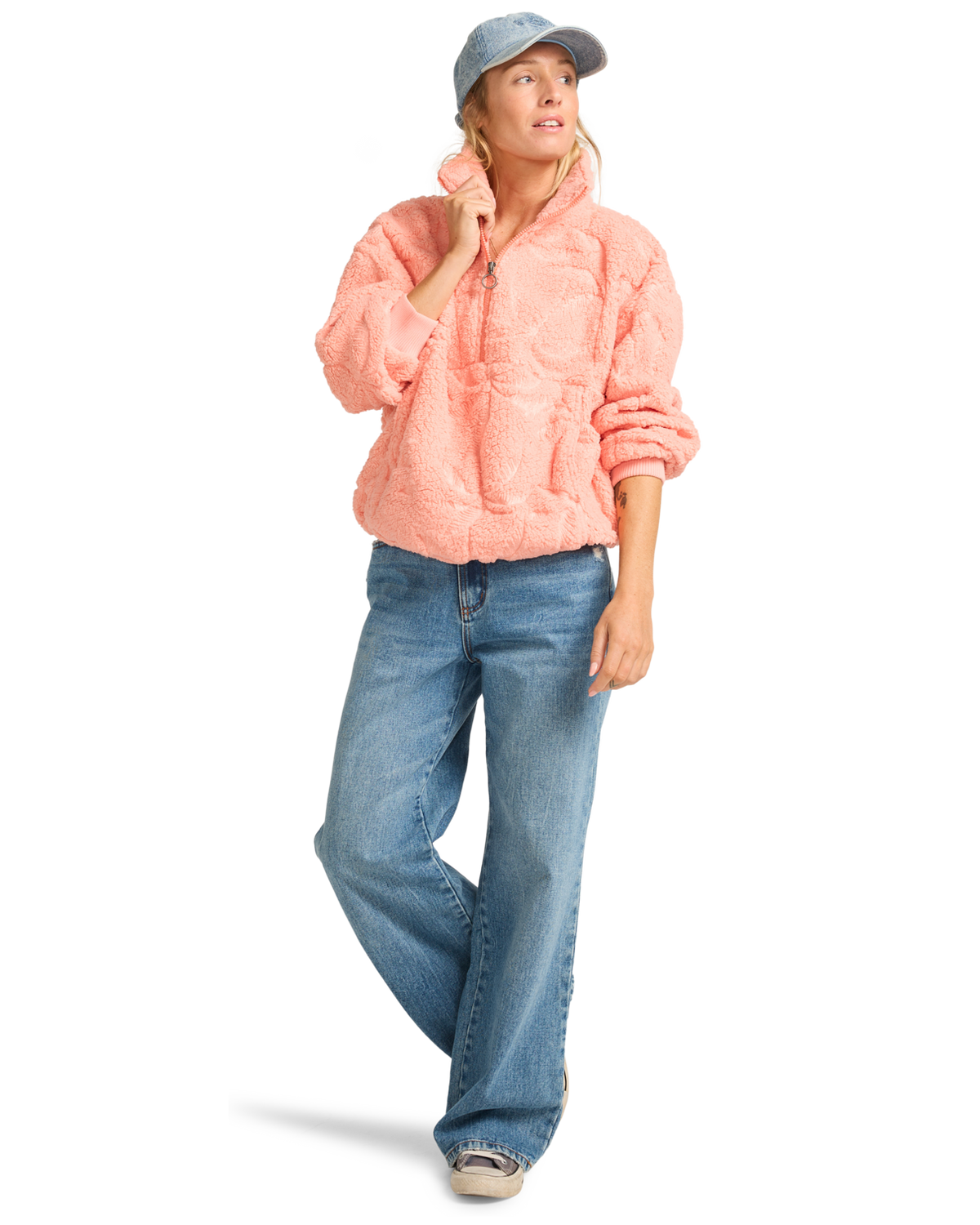 The Billabong Womens Time Off Fleece Jacket in Peach Out