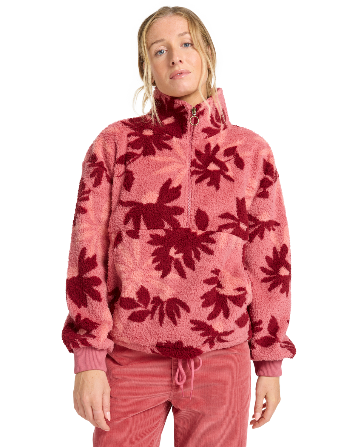 The Billabong Womens Time Off Fleece Jacket in Mauve Rose