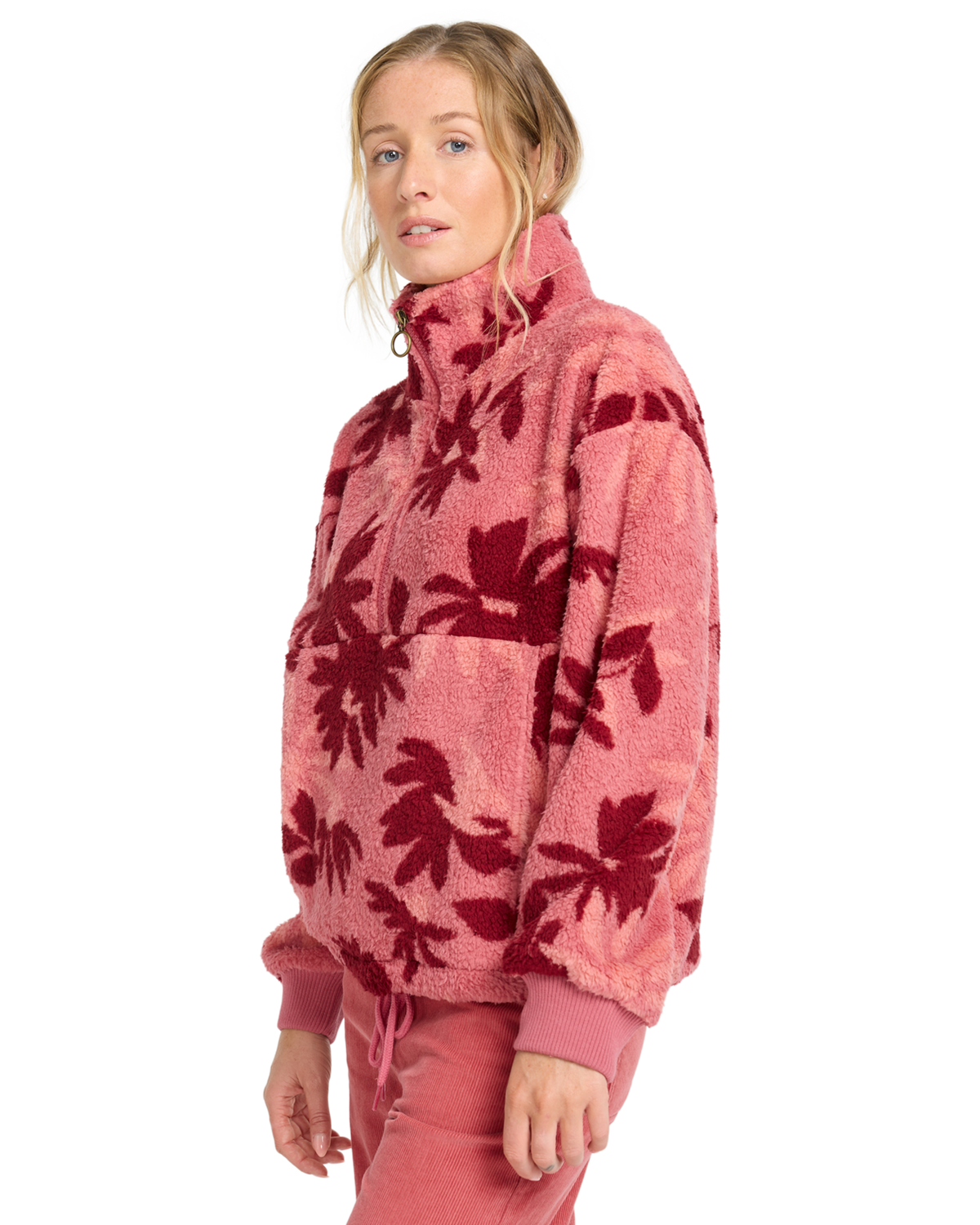 The Billabong Womens Time Off Fleece Jacket in Mauve Rose