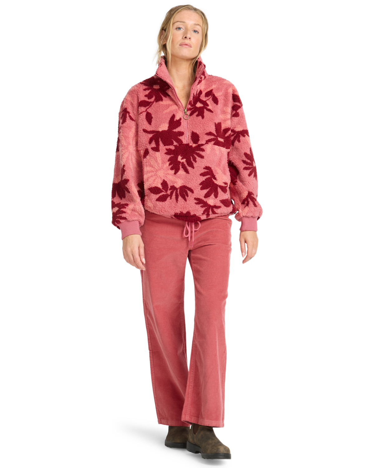 The Billabong Womens Time Off Fleece Jacket in Mauve Rose