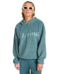 The Billabong Womens Ready To Go Half Zip Hoodie in Slate Blue