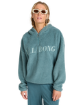The Billabong Womens Ready To Go Half Zip Hoodie in Slate Blue