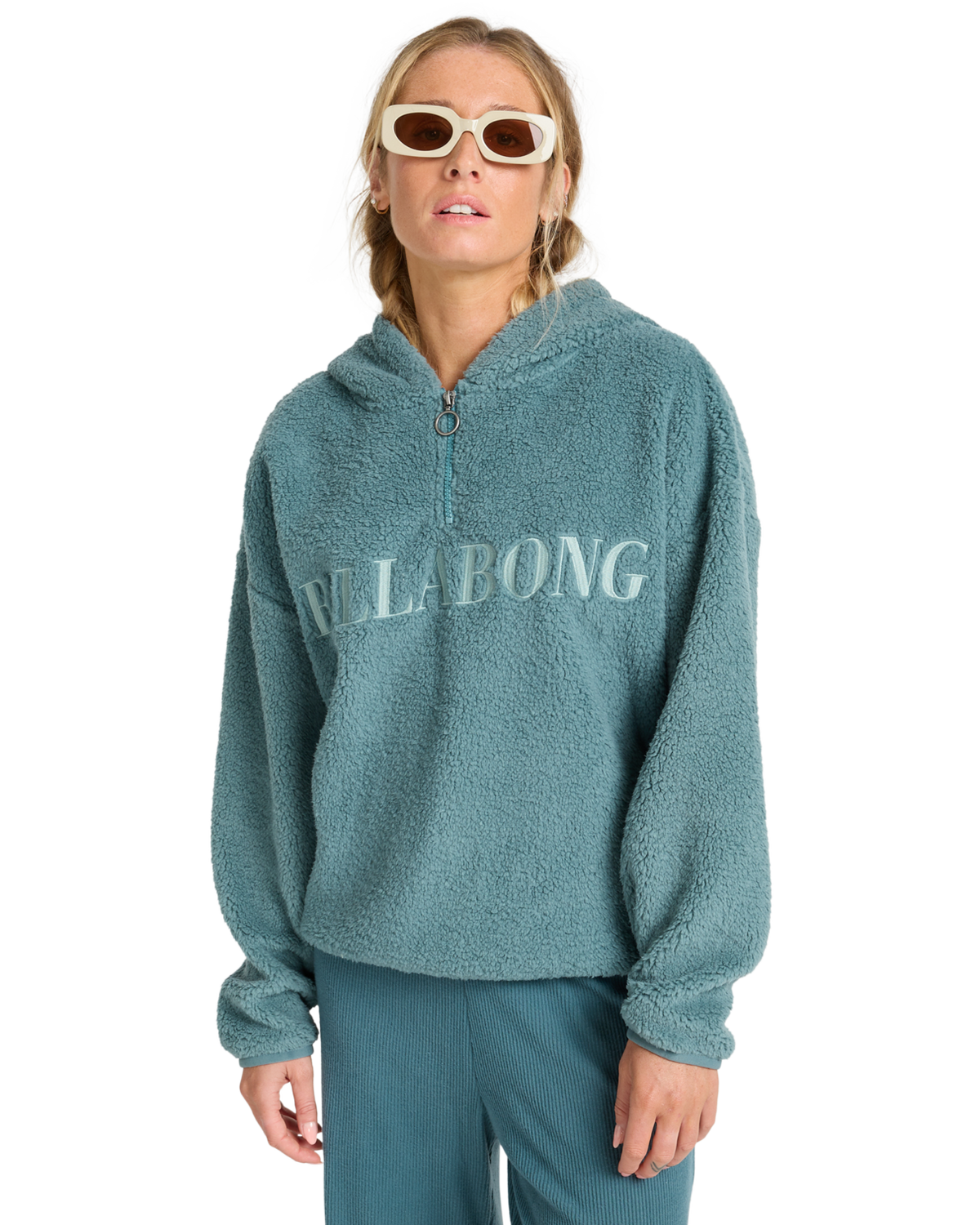 The Billabong Womens Ready To Go Half Zip Hoodie in Slate Blue