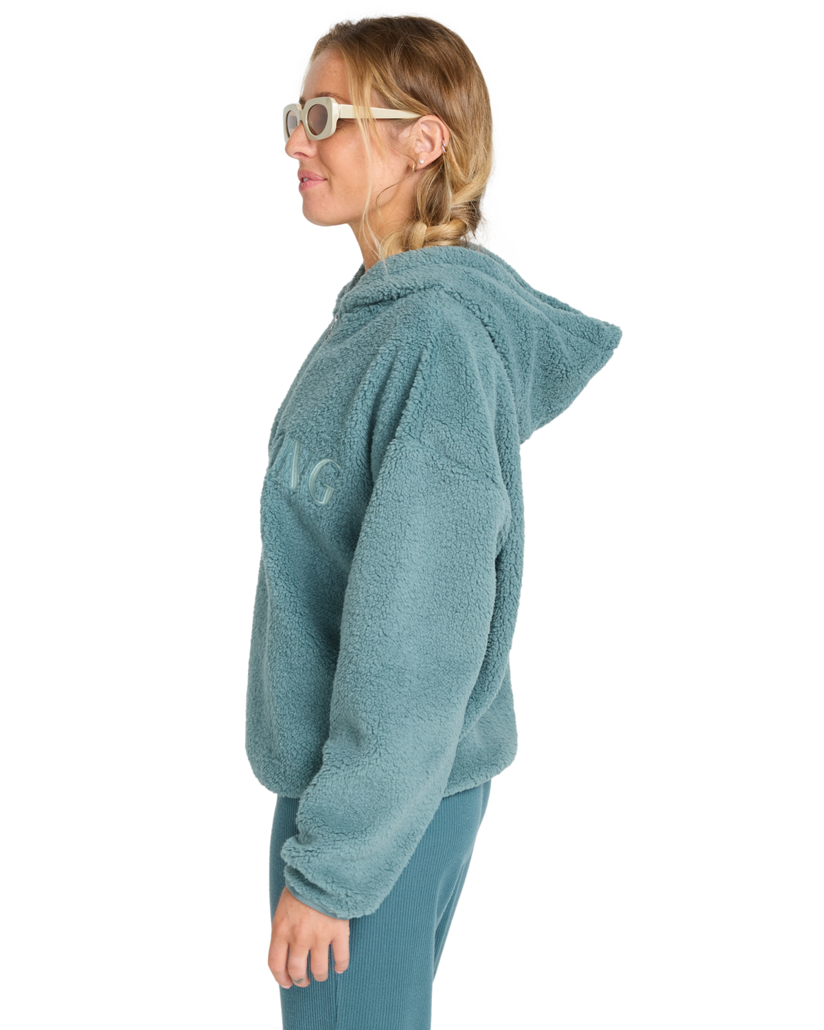 The Billabong Womens Ready To Go Half Zip Hoodie in Slate Blue