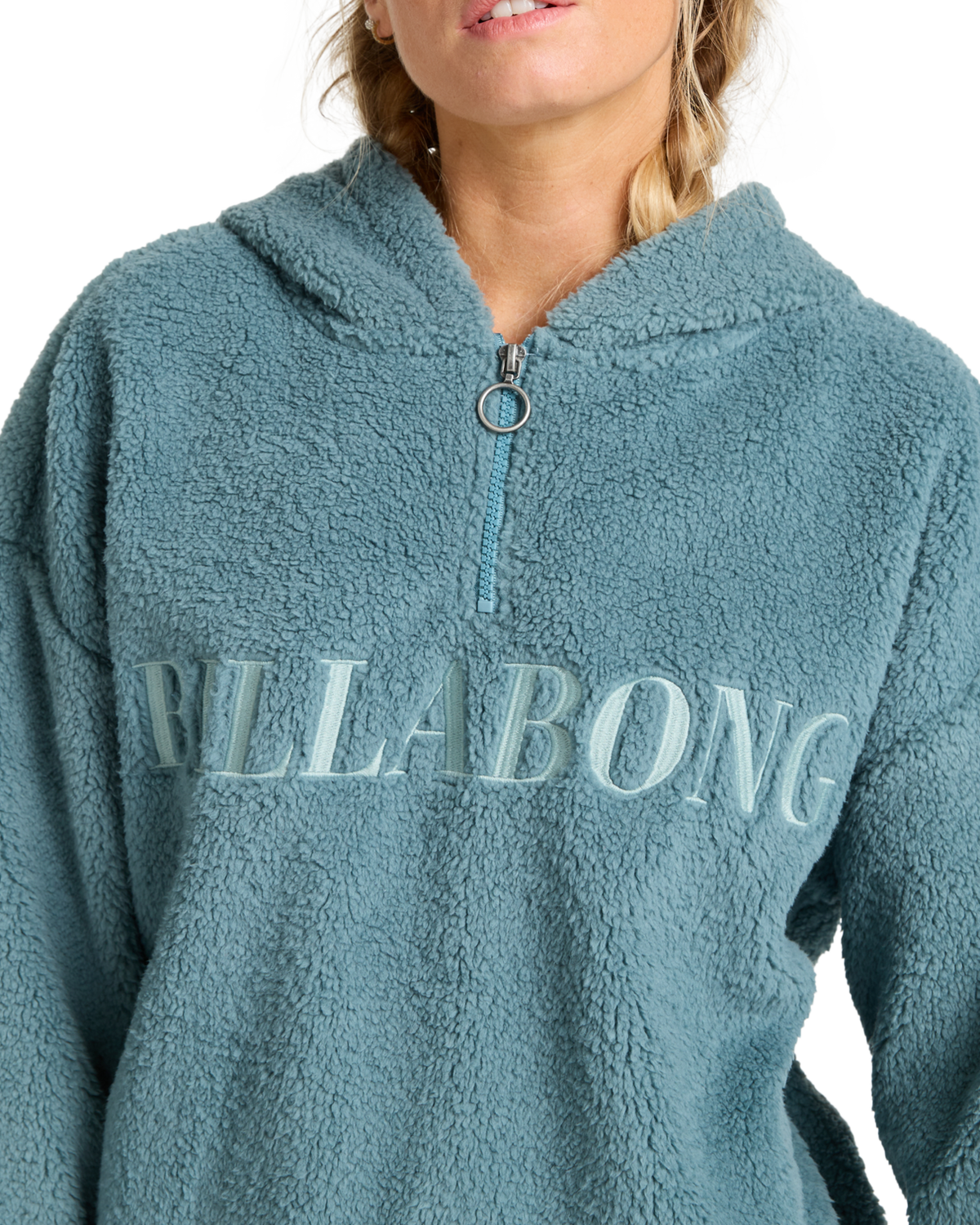 The Billabong Womens Ready To Go Half Zip Hoodie in Slate Blue