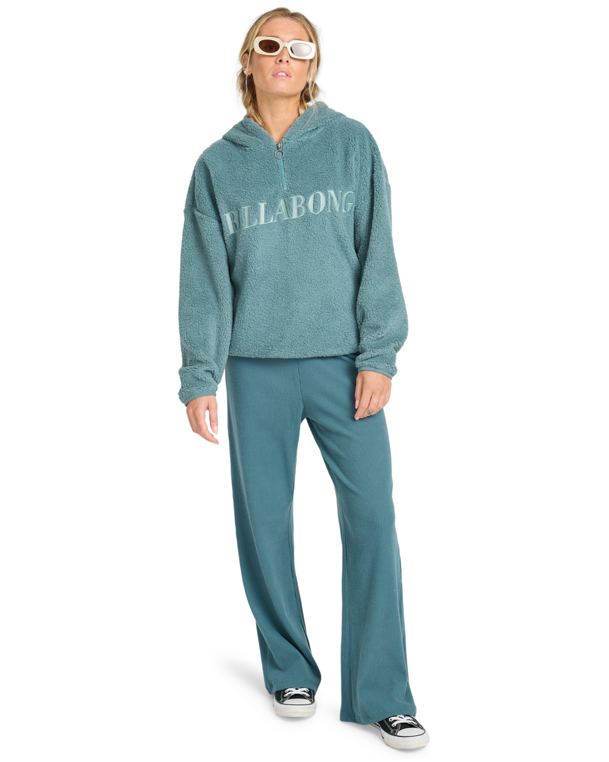 The Billabong Womens Ready To Go Half Zip Hoodie in Slate Blue