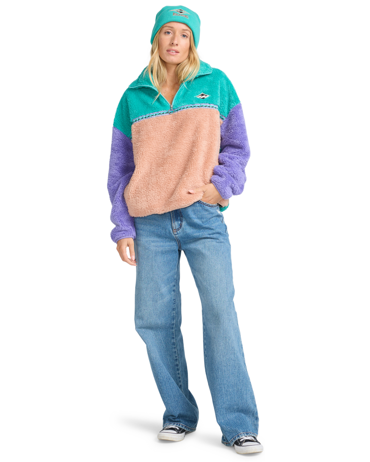 The Billabong Womens Original Since Fleece Jacket in Aqua Haze