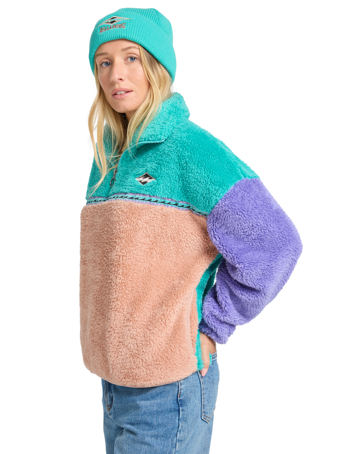 The Billabong Womens Original Since Fleece Jacket in Aqua Haze