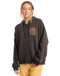 The Billabong Womens El Sol Zip Hoodie in Off Black