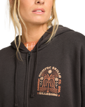 The Billabong Womens El Sol Zip Hoodie in Off Black