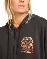 The Billabong Womens El Sol Zip Hoodie in Off Black