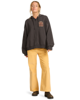 The Billabong Womens El Sol Zip Hoodie in Off Black