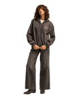 The Billabong Womens Familiar Road Zip Hoodie in Off Black