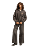 The Billabong Womens Familiar Road Zip Hoodie in Off Black